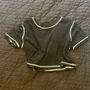 Before Sundown black crop top with white stitching size XL but fits like M